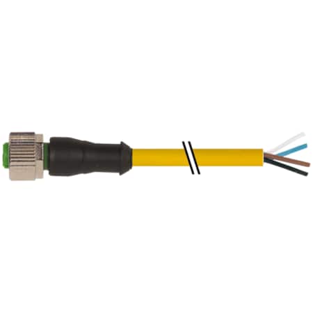 Murrelektronik M12 female 0 Degree with cable, PVC 4x0.34 ye UL/CSA 5m 7000-12221-0140500